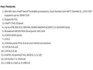 Carte mère de serveur E-ATX MBD-X13DAI-T avec double socket LGA-4677 (SocketE) Intel C741, prise en charge DDR5, nouvelle livraison rapide, bon prix MBD - Product Image 4
