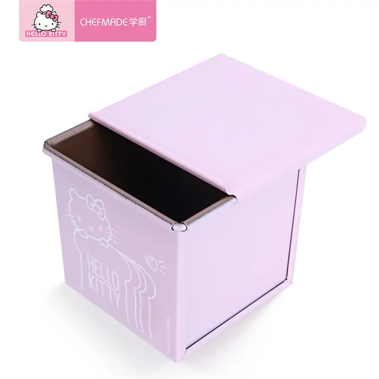 CHEFMADE Baking Pink Non-Stick Non Stick Baja Karbon Baja Toast Box Kue Roti Cetakan Roti Pan dengan Cover tutup