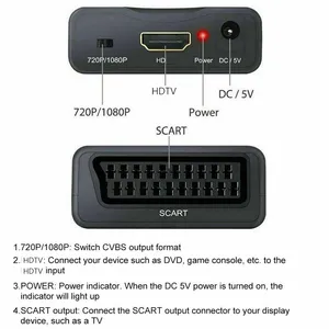 <span class=keywords><strong>Adaptateur</strong></span> de convertisseur audio vidéo haut de gamme 1080P <span class=keywords><strong>HDMI</strong></span> <span class=keywords><strong>vers</strong></span> SCART Plug and Play avec USB - Product Image 2