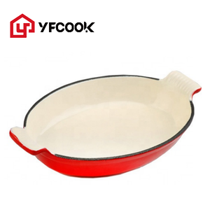 Cacerola ovalada de hierro fundido para hornear, sartén ovalada roja de 15/20/30CM con recubrimiento de esmalte para cocina, sartén para lasaña, sartenes para pasteles - Product Image 4
