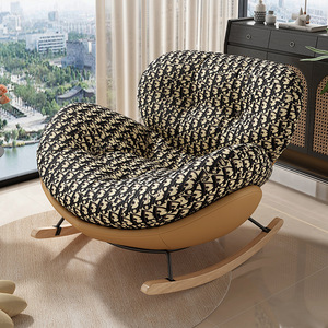 Fauteuil à bascule moderne et minimaliste en métal et tissu technique lavable, pour salon, balcon, <span class=keywords><strong>chaise</strong></span> <span class=keywords><strong>de</strong></span> loisirs, chambre à coucher, canapé individuel, <span class=keywords><strong>chaise</strong></span> <span class=keywords><strong>de</strong></span> sieste - Product Image 1