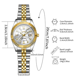 Reloj de Lujo para Mujer, Elegante, de Acero Inoxidable, con Cuarzo Coreano Luminoso, Moderno para Damas - Product Image 6