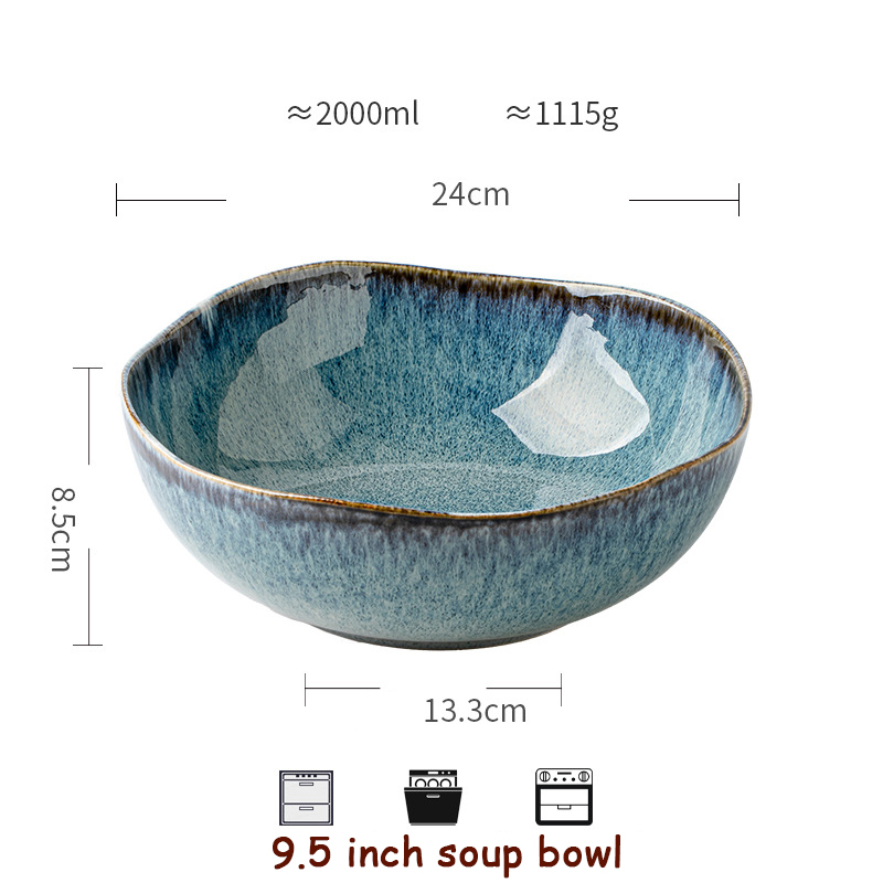 Tazón azul de 9,5 pulgadas