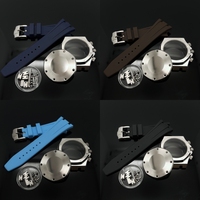 Montre à mouvement à quartz VK63 avec cadran de 31,8 mm, boîtier en acier inoxydable noir et or rose de 41 mm, bracelet style caoutchouc et boucle, kit d'aiguilles