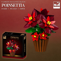 MJI 13124 Poinsettia Blocs de construction créatifs en forme de fleurs, en plastique, à assembler, jouets éducatifs DIY pour enfants
