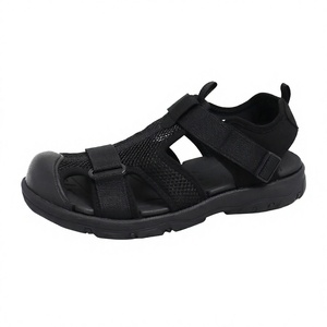Sandalias Gladiador de Malla Negra con Cierre de Velcro, Punta Cerrada, Chanclas de Verano Transpirables, Antideslizantes y Ligeras para Exteriores - Product Image 4