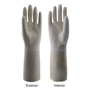 قفازات مطاطية من النتريل قابلة لإعادة الاستخدام ومقاومة للماء بطول 33 سم ووزن 75 جرام، مبطنة ومريحة للتنظيف باللون الأبيض - Product Image 2