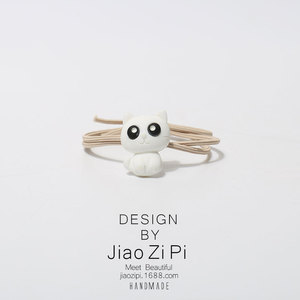 Noeud de cheveux en plastique/résine, chat aux grands yeux noir et blanc, mignon, simple, doux, style japonais et coréen, pour étudiantes, essentiel pour les filles, pour la queue de cheveux - Product Image 5