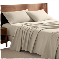 Parure de lit Bare Home 100% Coton Velouté Doux et Lourd, Flanelle Doublement Brossée, Poches Profondes, Taille King Split, Couleur Sable