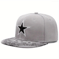 Gorras Unisex para Hombre, Gorra de Béisbol con Visera Plana, Ajustable, Bordada con Estrella