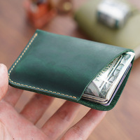 Dompet Kulit Asli Terbuka Portabel Grosir Minimalis Kulit Crazy Horse Vintage Unisex Kasual Kulit Sapi Tempat Kartu