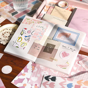 Kit de fournitures de <span class=keywords><strong>scrapbooking</strong></span> esthétique vintage, fournitures de journalisation rose, cordon de fixation, matériel de collage, cadeau pour jeune femme, carnet à grille A6 - Product Image 6