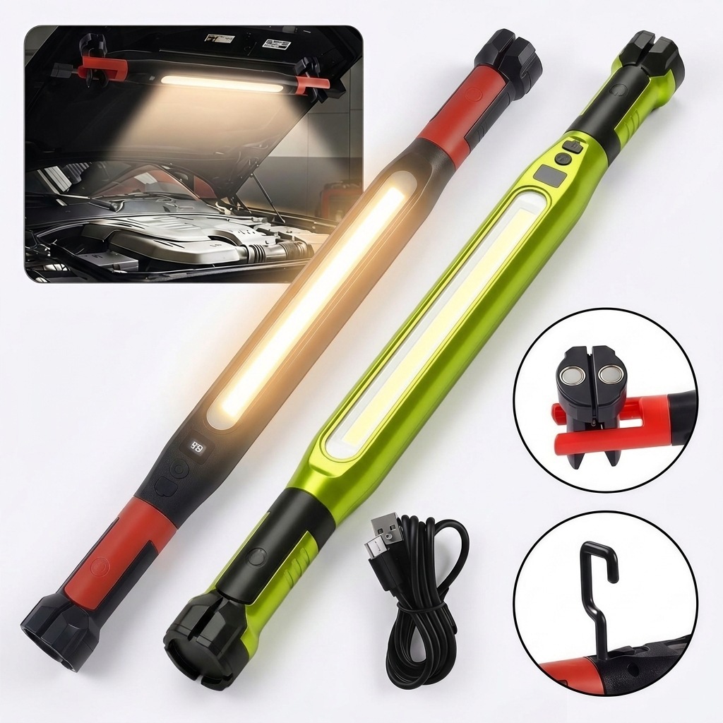 Powerful COB LED Work Light Car Garage Mechanic Lamp USB Rechargeable Flashlight Magnetic Torch Emergency Light Warning Light