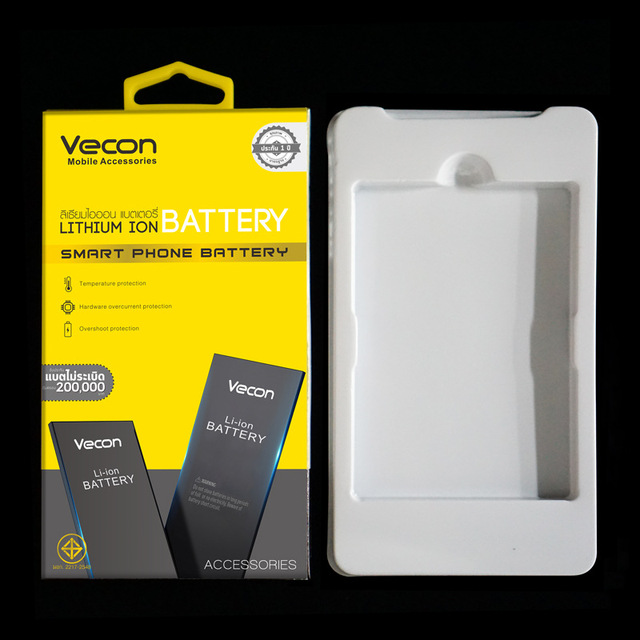 Custom Cell Phone Battery Packing Box Mobile Phone Electric Battery 3c Products Paper Packaging With Clear Window Hanging Hook