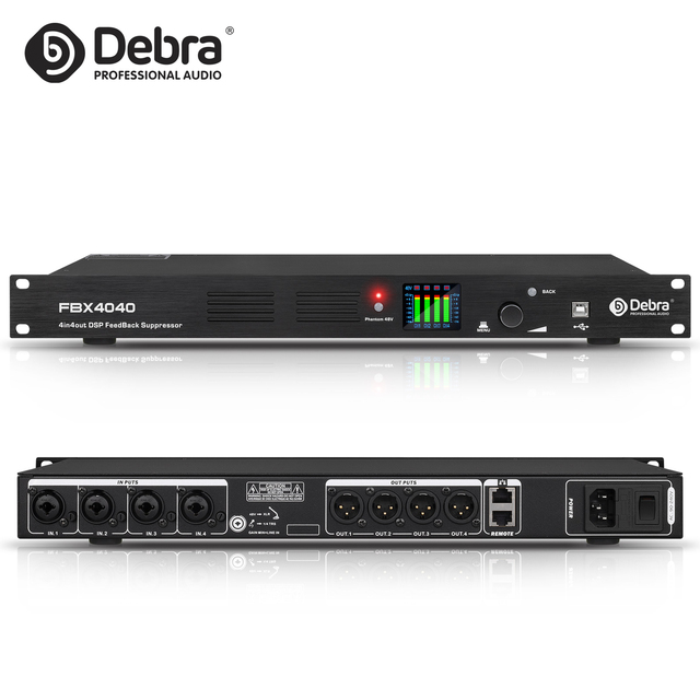 Automatic Anti-Feedback Processor 24-Bit DSP Feedback Canceller for Microphone Speaker, Eliminate Howling 1U Rack Mount
