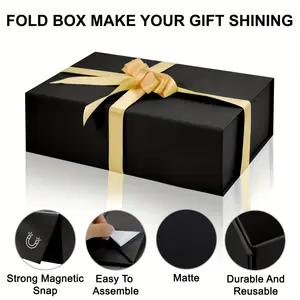 Caja de regalo magnética plegable de embalaje en relieve de papel revestido de lujo personalizado para regalo