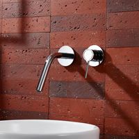 Robinet de lavabo encastré tout en cuivre brossé or, robinet mural pour eau chaude et froide, robinet mural pré-encastré extensible