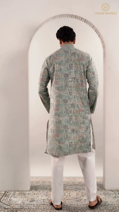 Sage Green Designer Zip <b>Kurta</b> for <b>Men</b> Stylish Ethnic Wear with Modern Zip Detail Perfect for Festive Occasions - Product Image 4
