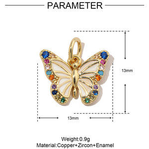 Accesorios de Moda, Dijes de Joyería DIY con Forma de Mariposa Colorida, Guante, Chile, Cobre y Circonio para la Creación de Joyas - Product Image 4