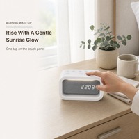 Jam Alarm Lampu Bangun Tidur dengan 16 Suara White Noise, Alarm Ganda, Lampu Tidur untuk Melatih Tidur Anak, Pabrik Lampu Malam