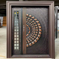 TECHTOP Porte d'entrée principale en acier inoxydable avec verre coulé, moderne, de luxe, bon marché, pour la maison