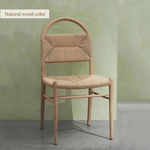 Set di Sedie da Pranzo in Teak Massiccio Personalizzabile, Seduta e Schienale in Corda Intrecciata a Mano, Impermeabile ed Ecologico per Esterni Commerciali - Product Image 3