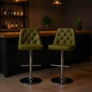 Tabourets de bar modernes rembourrés avec base chromée, hauteur réglable, dossier en velours, meubles pour la maison, le pub et la cuisine - Product Image 2