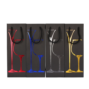 Cá nhân nghệ thuật màu đen giấy tái chế Túi Quà Tặng vải bao bì chai rượu vang hộp vận chuyển in logo mô hình chai - Product Image 4