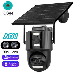 Caméra de sécurité IP sans fil solaire PTZ à double objectif 4MP, enregistrement 24/7 ICSee, AOV WiFi, carte SIM 4G, caméra CCTV solaire - Product Image 1