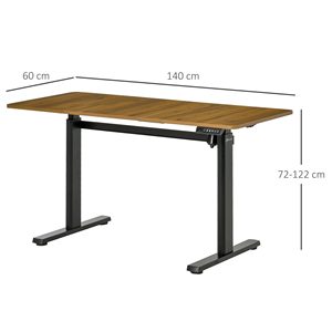 Bureau Ergonomique Marron avec Moteur Électrique, Table d'Ordinateur à Hauteur Réglable, Bureau Debout à Moteur Unique - Product Image 3