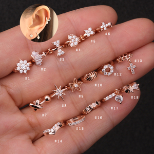 Pendiente de Aro Colgante de Acero Inoxidable, Color Plata, Oro Rosa, para Daith, Tragus, Helix, Cartílago, Rook, Regalo de Boda - Product Image 1