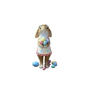 Figurine <span class=keywords><strong>Lapin</strong></span> <span class=keywords><strong>de</strong></span> Pâques Florale - Cadeau Personnalisé en Polyrésine, <span class=keywords><strong>Lapin</strong></span> Artisanal avec Panier d'Œufs pour Décoration <span class=keywords><strong>de</strong></span> Ferme et d'Intérieur Printanier - Product Image 1