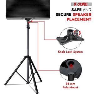 Professional 72-Inch Heavy-Duty DJ Monitor <b>Stand</b> Tripod Floor Mount, 100-Lb Capacity, Powder-Coated Metal, DB Brand, 2-Pack with - Product Image 6