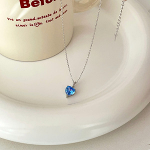 Kaiming – collier avec pendentif en forme de cœur en argent Sterling S925, bleu océan, pour femmes, usage quotidien, bijoux fins - Product Image 2