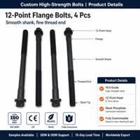 Vis à bride personnalisées à 12 points, grade 10.9, tête E-Torx, phosphate noir, pour moteur automobile OEM ODM