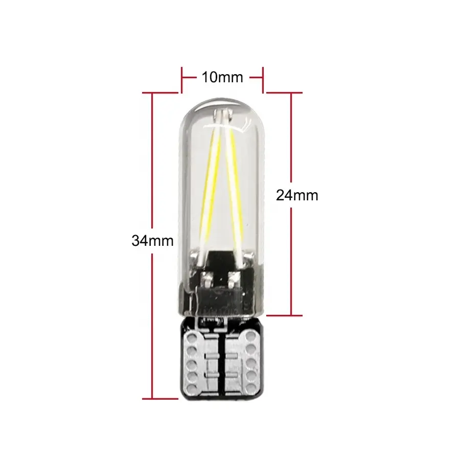 HSS-20104 8-28v T10 Filament Car LED Wedge Side Reading Signal Clearance Door Light Widely Input Voltage Silica Gel Bulb