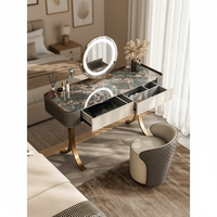 Ensemble coiffeuse moderne en bois massif extensible avec miroir LED éclairé, idéal pour appartement et chambre à coucher – Vente directe usine