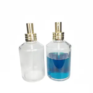 Garrafa de perfume de vidro redonda 200ml, fabricação com tampa de pulverizador de ouro