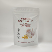 Complément alimentaire en gélules d'extrait d'ail vieilli sans odeur, 7000 mg par portion, 300 unités, sans OGM, sans produits laitiers, sans gluten