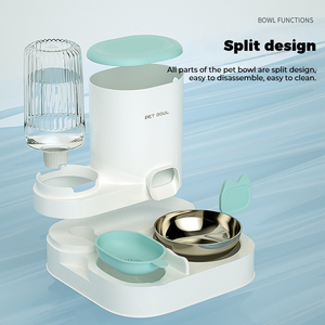 2-in-1 Indoor Cat Water Fountain And <strong>Pet</strong> Food Dispenser Set Self-Feeding With Stainless Steel <strong>Bowls</strong>