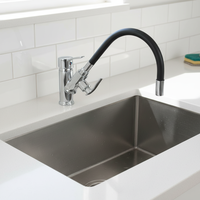 Tuyau flexible universel en acier inoxydable pour robinet de cuisine, rotation à 360 degrés, avec intérieur en EPDM noir