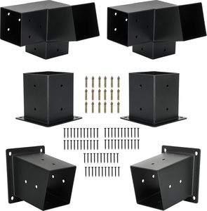 Pergola murale en acier au carbone à 15 degrés pour poteaux <span class=keywords><strong>4x4</strong></span>, <span class=keywords><strong>kit</strong></span> de support de toit, support de pergola de construction à angle à 3 voies - Product Image 1
