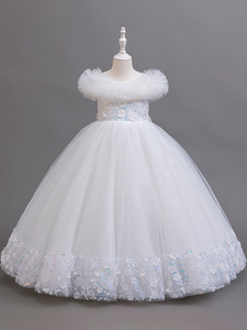S3498F Nuevo Vestido Largo para Niñas 2026, Vestido de Tul, Vestido de <span class=keywords><strong>Princesa</strong></span>, Vestido de Dama de Honor/<span class=keywords><strong>Disfraz</strong></span> para Actuación de Piano - Product Image 3