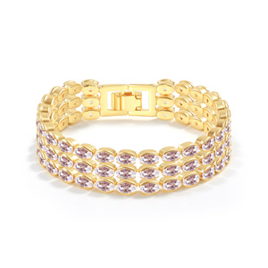 Fashion Cuff <b>Bracelet</b> <b>Red</b> Zircon Gold Plated Party Jewelry Women's Accessories - Product Image 3