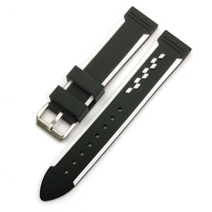 Bracelet de montre en caoutchouc double couleur rouge blanc <span class=keywords><strong>bleu</strong></span> 20 22 mm - Product Image 3