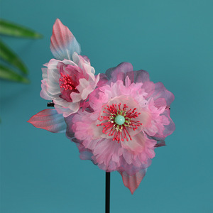 Nuevo Diseño de Primavera, Diadema Hanfu Original Hecha a Mano con Flores de Seda en Degradado Púrpura-Rojo, Horquilla Suave, Flor Estampada en Caliente - Product Image 2