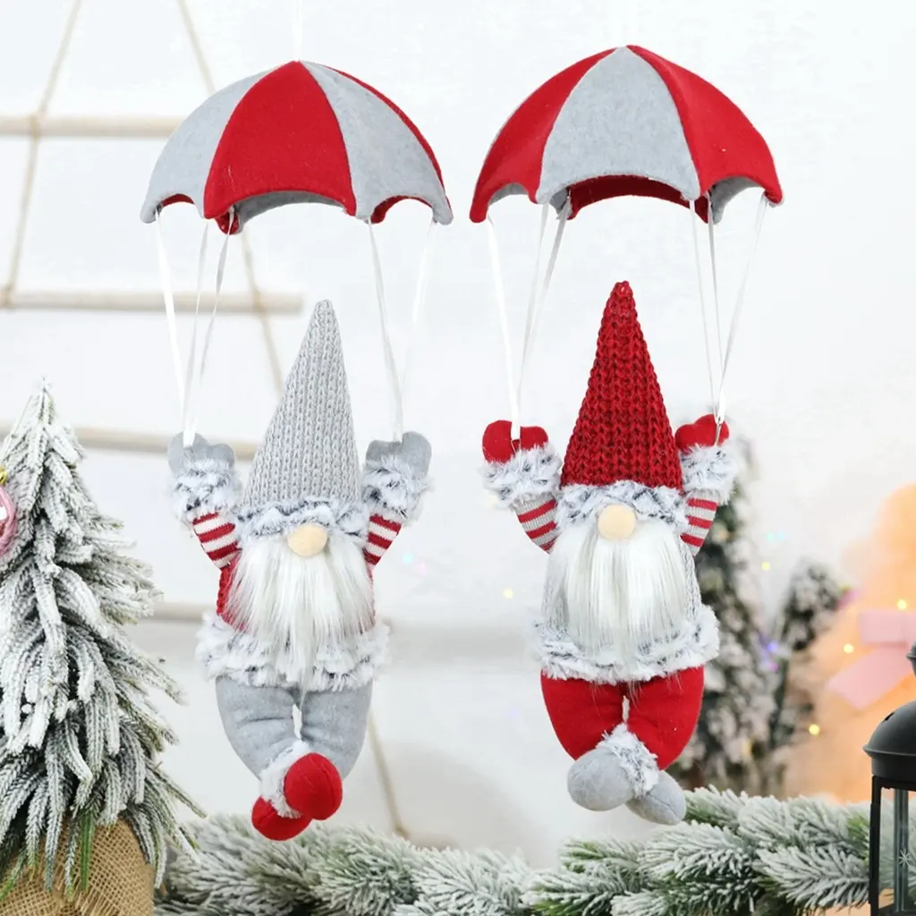 Wholesale Handmade Parachute Christmas Santa Faceless Hanging Gnome Plush Doll