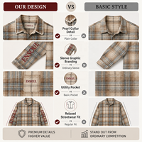 Chemises pour hommes personnalisées, vintage, à manches longues, boutonnées, à motif brodé, style streetwear décontracté, coupe oversize, à carreaux et ornées