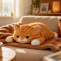 Peluche de chat réaliste lestée avec rayures tigrées, jouet doux et plat pour soulager l'anxiété et le soutien sensoriel