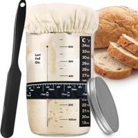Offre Spéciale : Kit de démarrage de levain écologique 24oz avec pot de levain, bande de marquage de date, thermomètre et couvercle en tissu